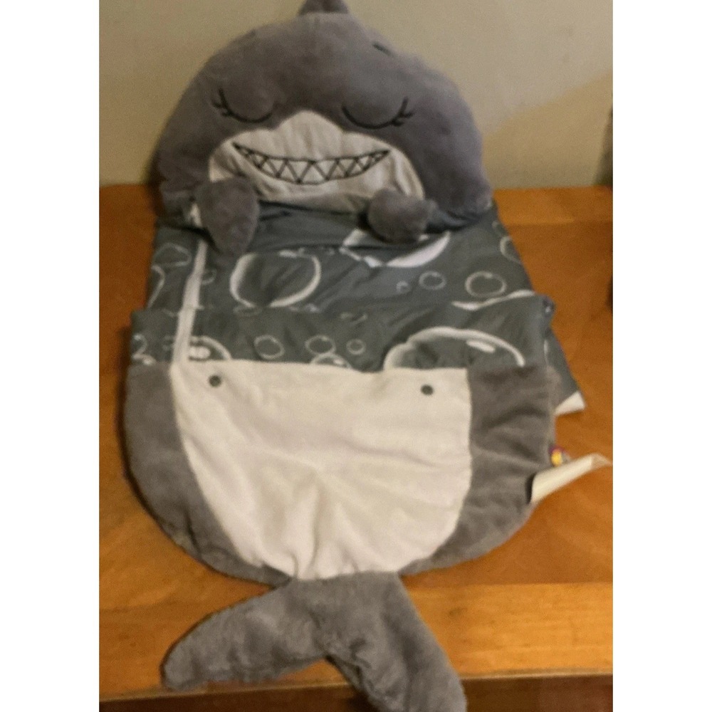 HAPPY NAPPERS Gray Shark Medium Sleeping Bag/Pillow